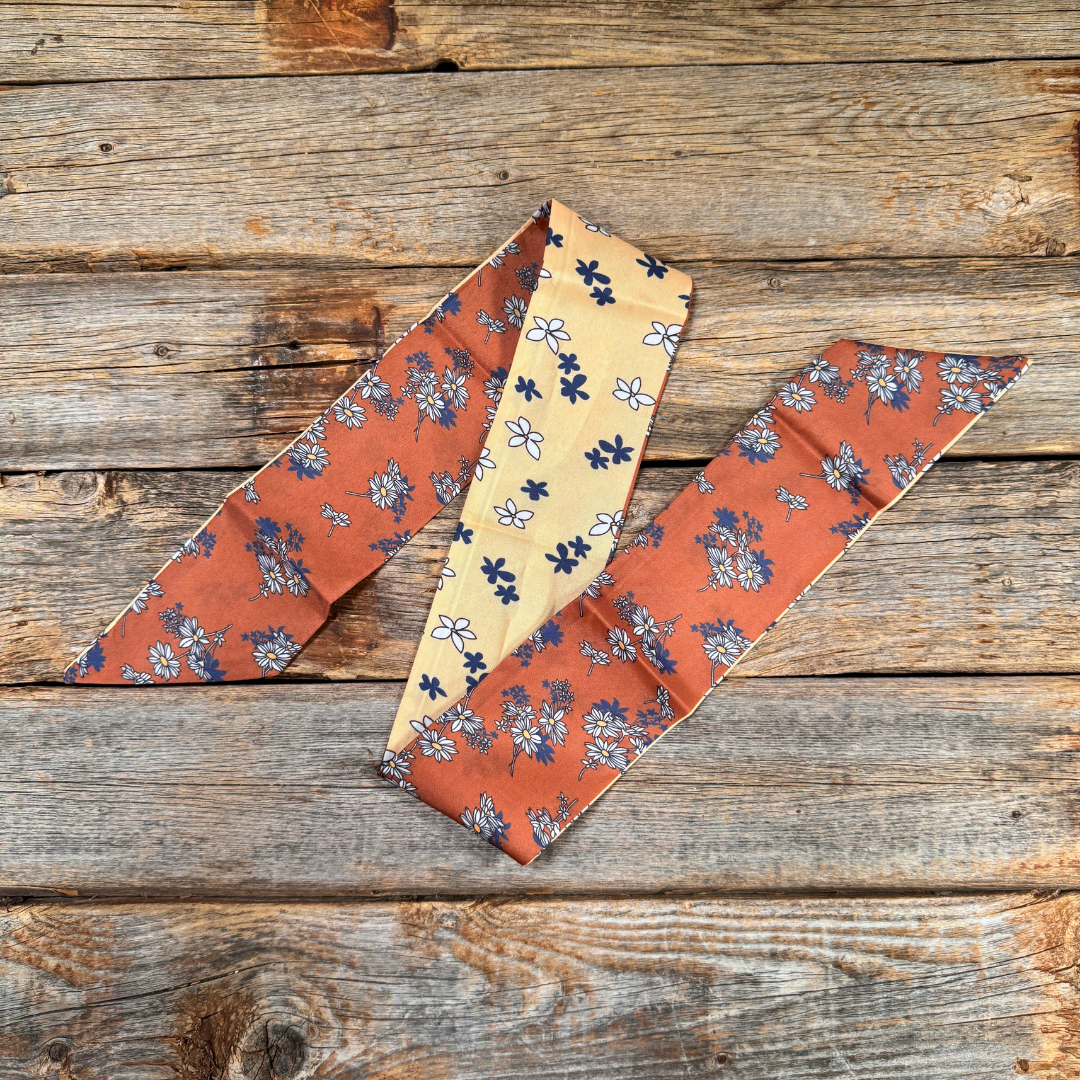 Brown and Tan Western Skinny Mini Wild Rag