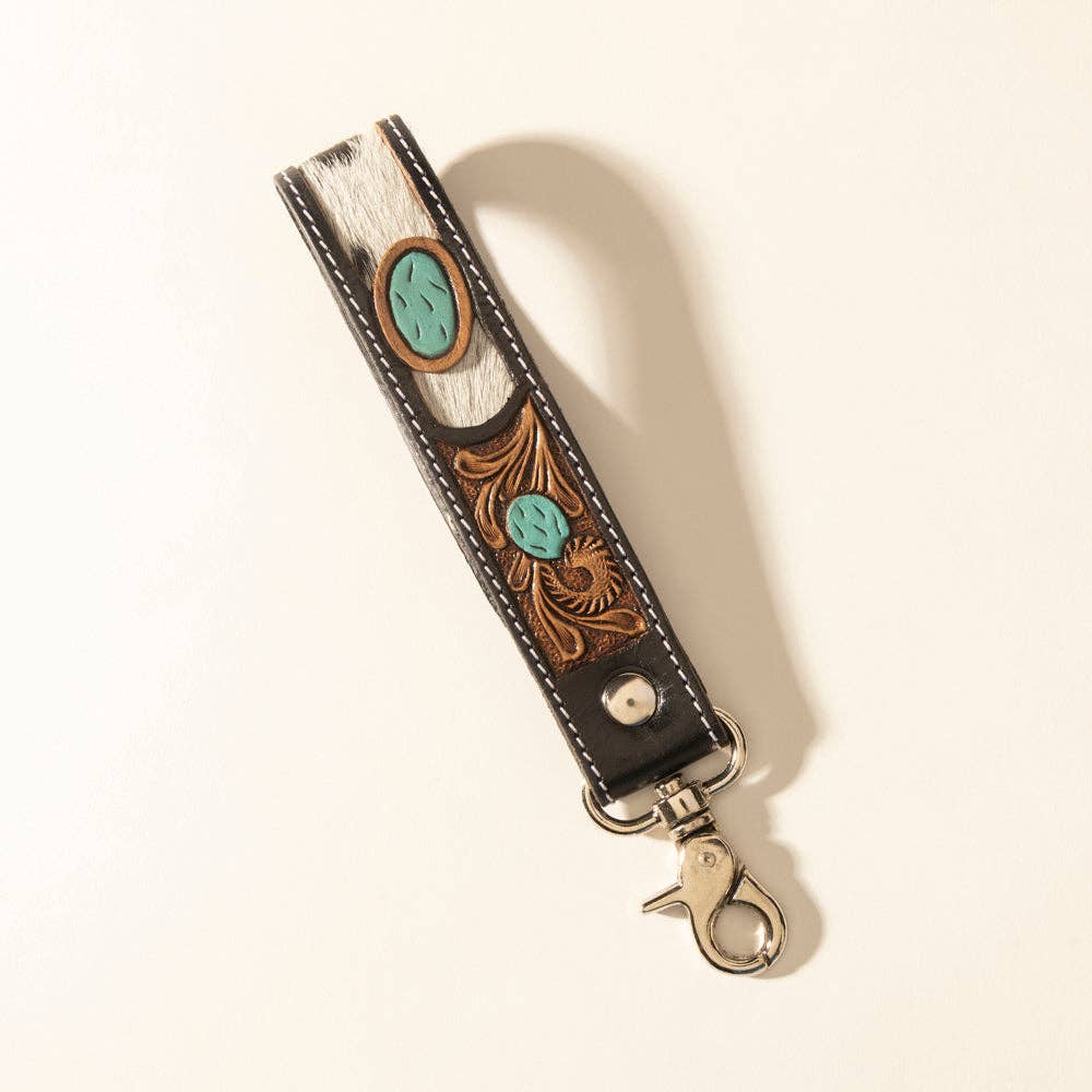 Myra Tallin Bloom Handtooled Leather Keyfob