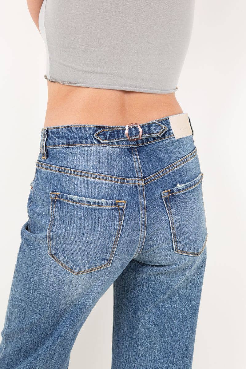 Crossover Cuff Straight Leg Jean