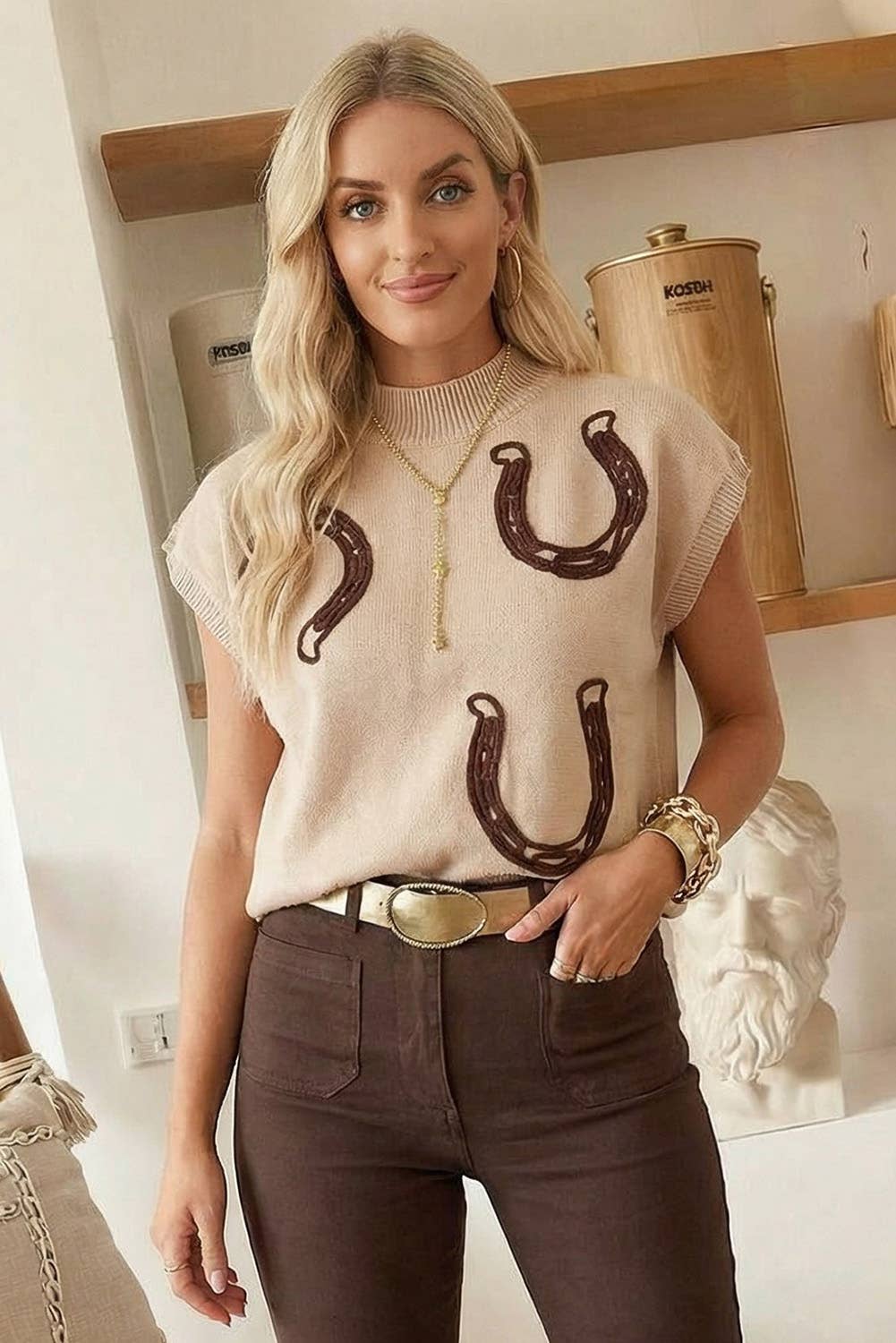 Horseshoe Mock Neck Knit Top