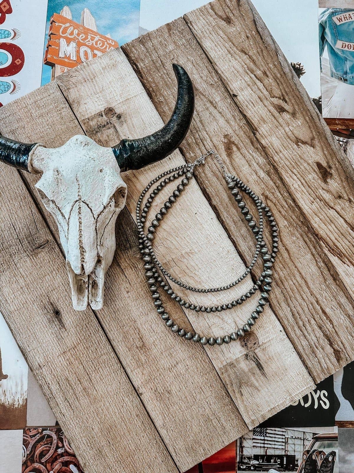 Western Pearl Layered Shorty Necklace