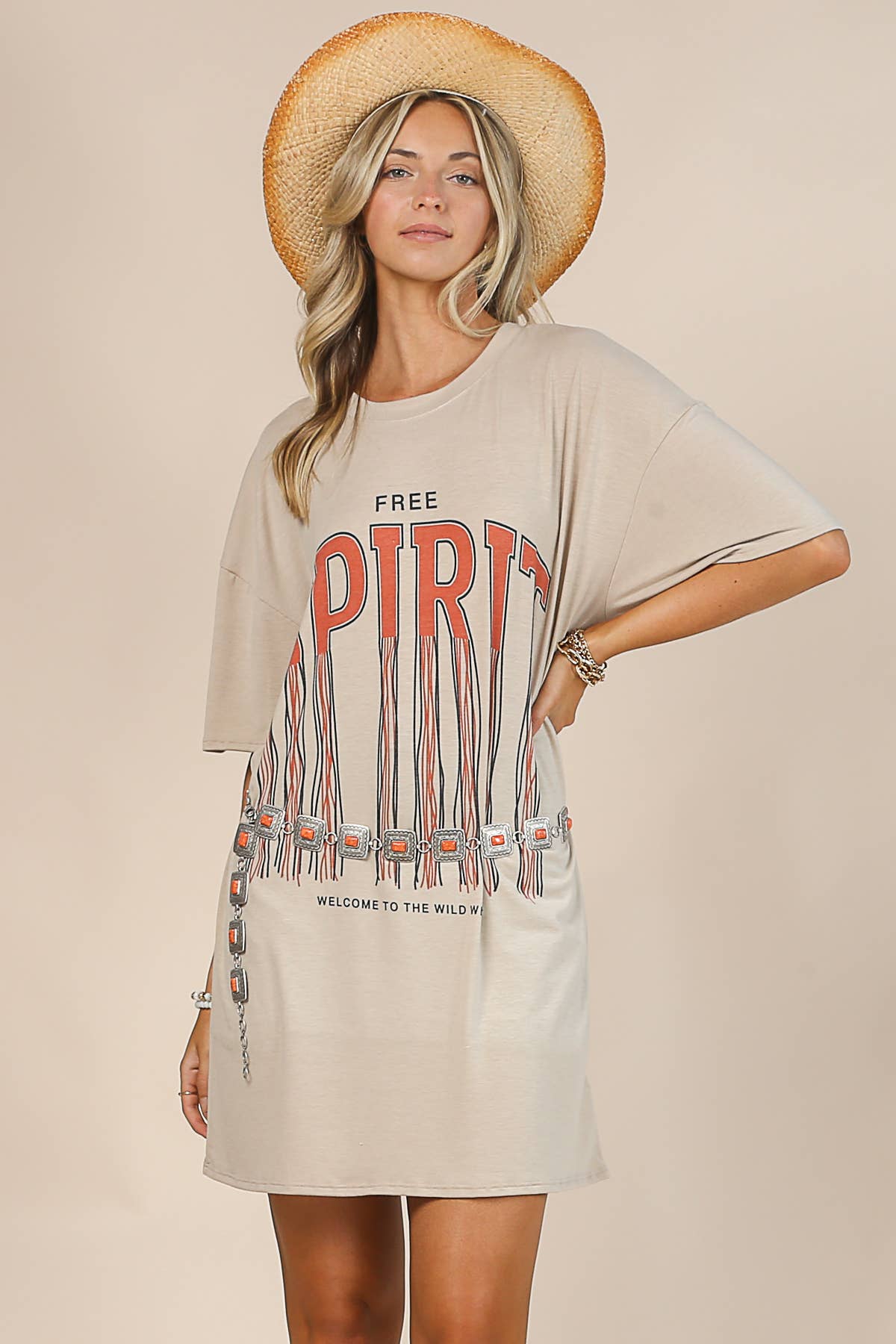 FREE SPIRIT GRAPHIC SHIRT DRESS