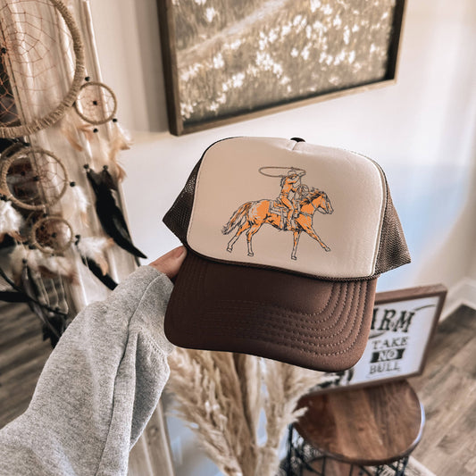 Roping Cowgirl Western Trucker Hat