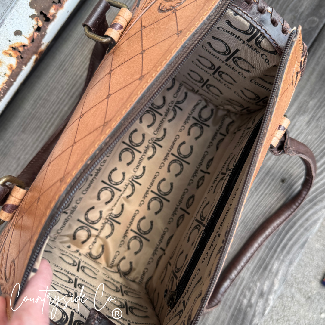 Saddlebrook Tooled Leather Speedy Bag