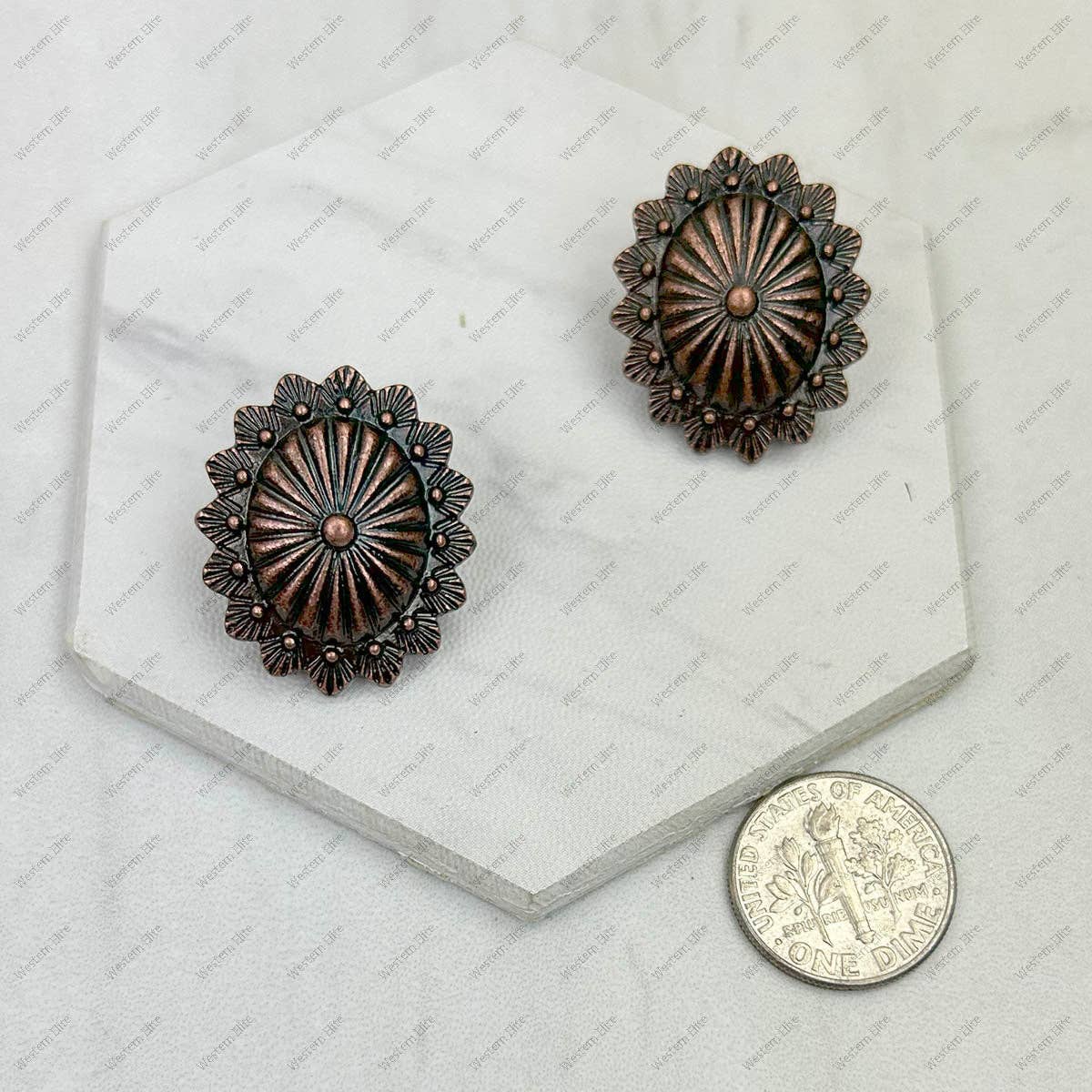 Copper Flower Concho Earrings