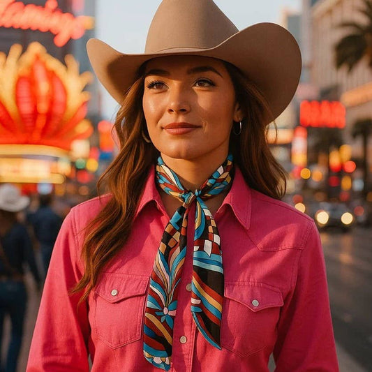 Blue and Brown Western Skinny Mini Wild Rag