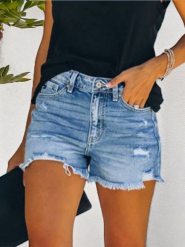 Shorts with Frayed Hem