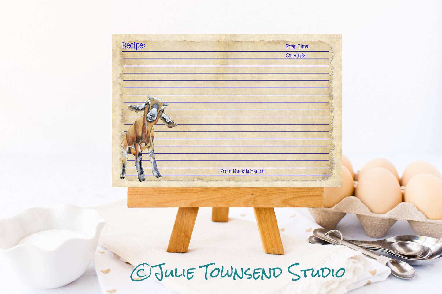 Set of 12 Cute Goat Recipe Cards
