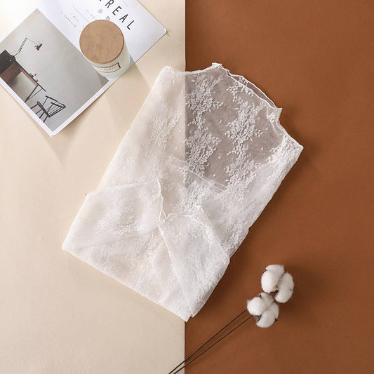Semi Sheer Mesh Lace Longsleeve