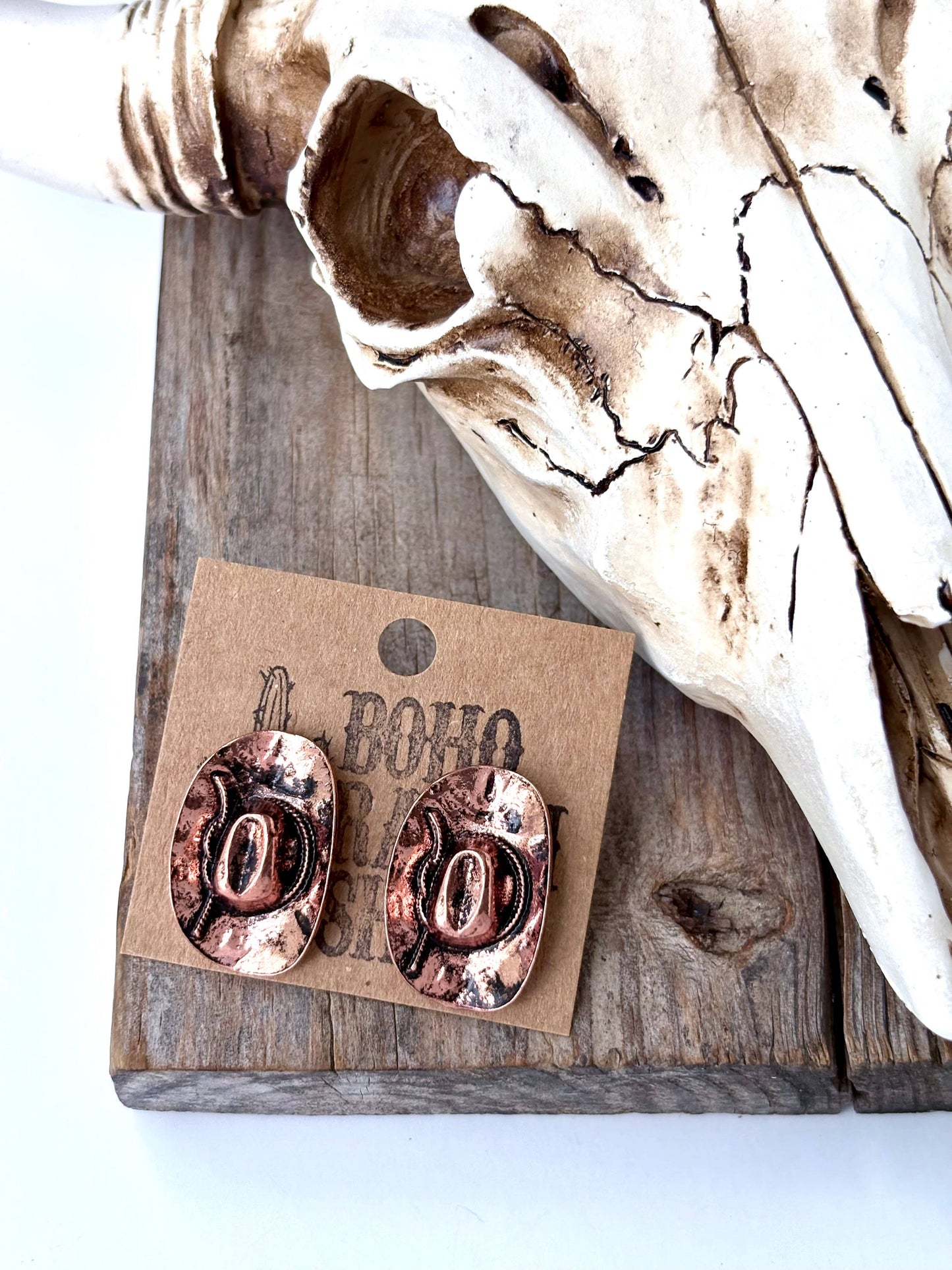 Metal Cowboy Hat Stud Earrings