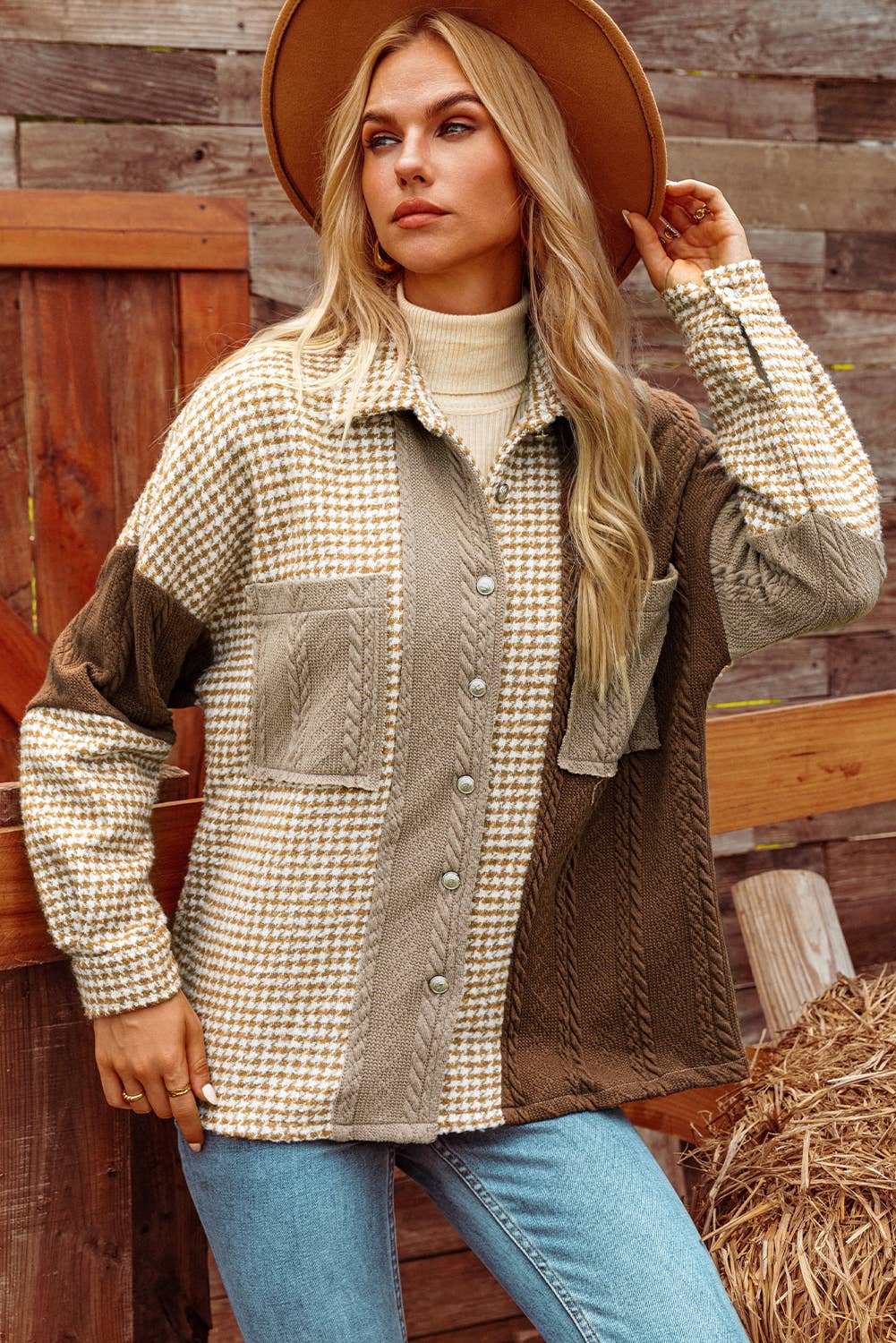 Patchwork Loose Shacket