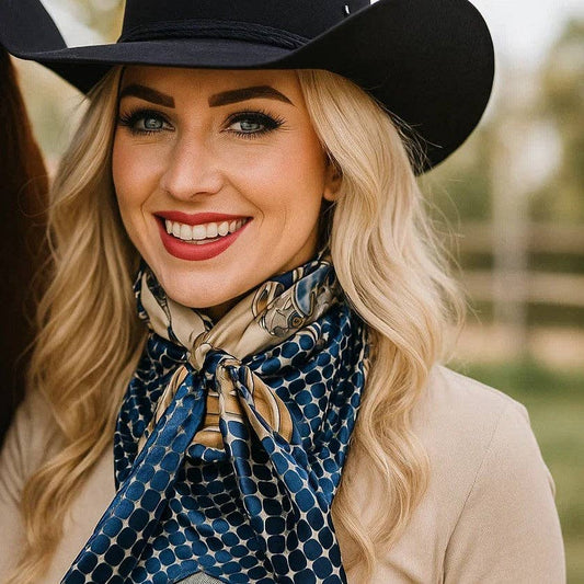 Tan and Blue Floral Wild Rag