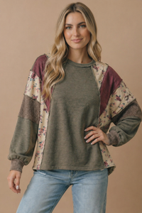 Mixed Patchwork Knit Top