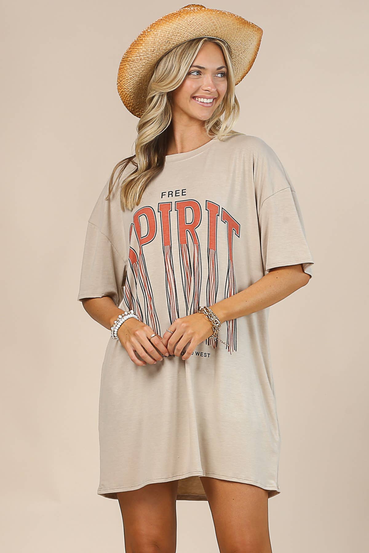 FREE SPIRIT GRAPHIC SHIRT DRESS