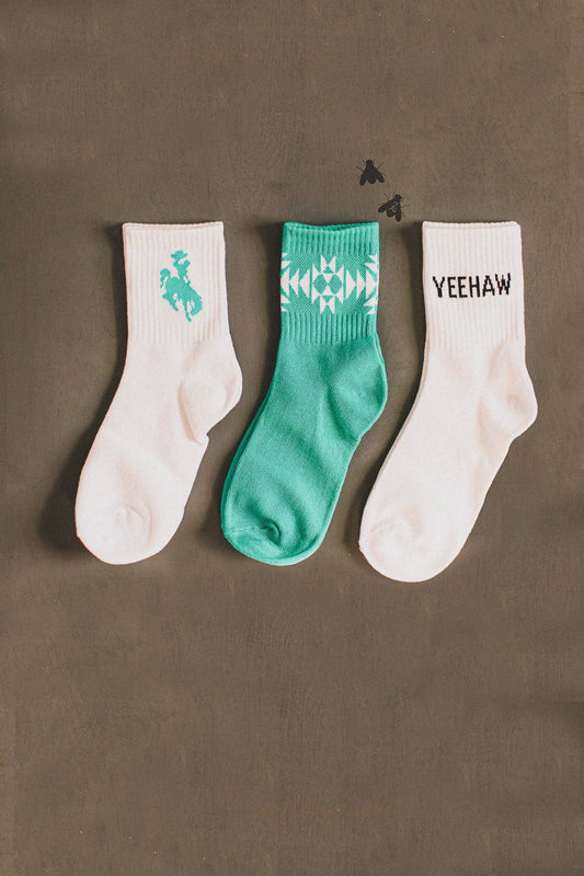 Western Crew Socks- 3 Pack