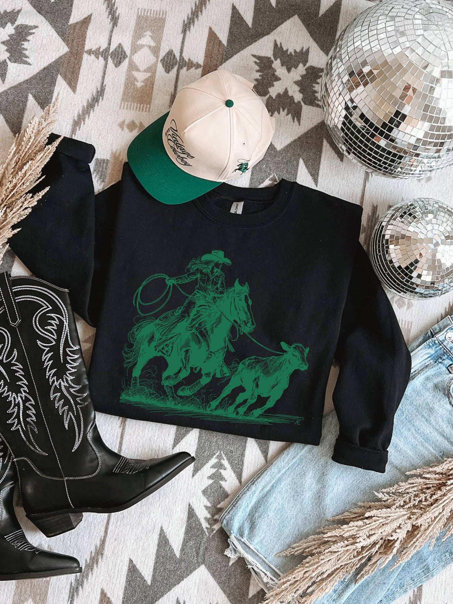 Roping Cowgirl Crewneck