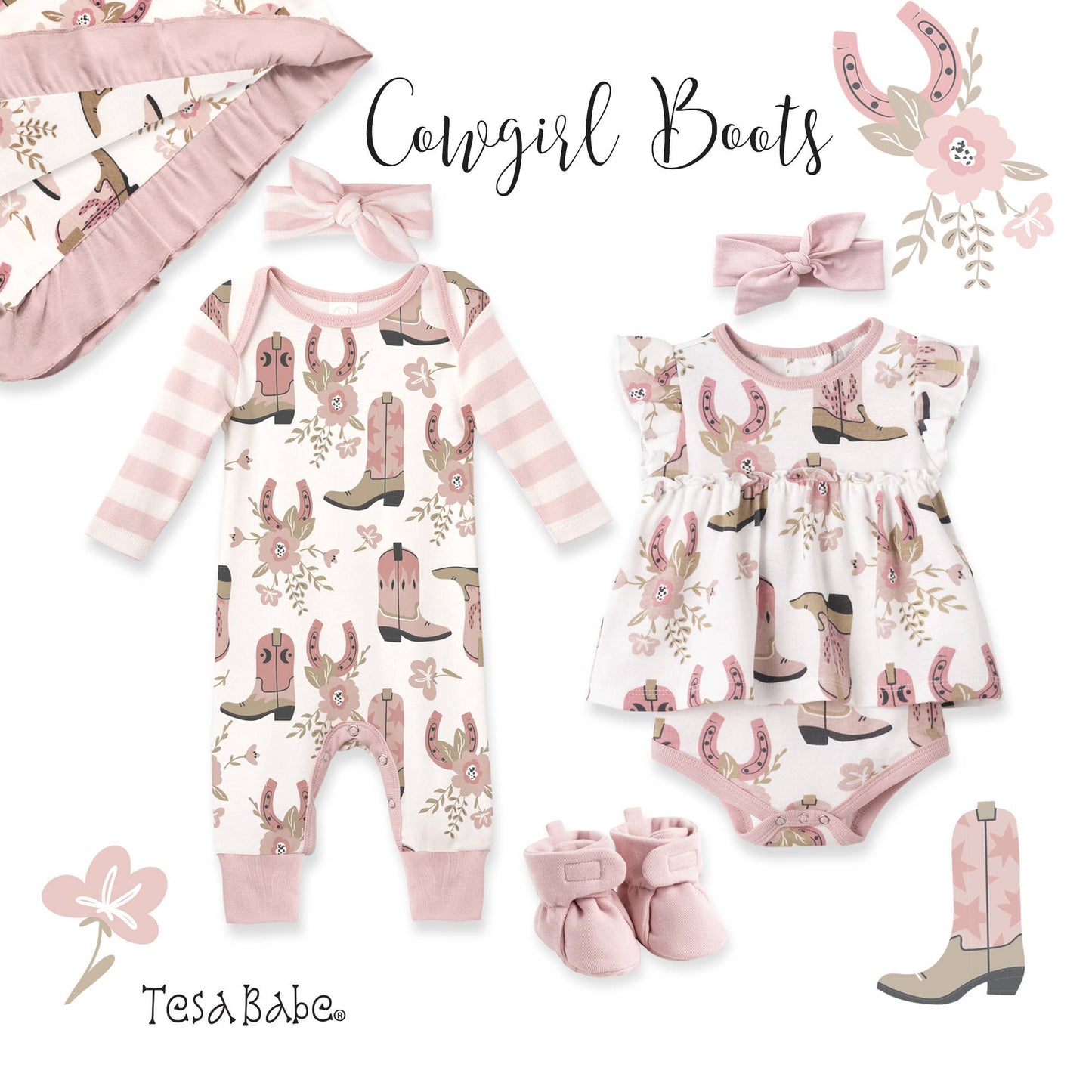 Western Cowgirl Boots Baby Cotton Romper