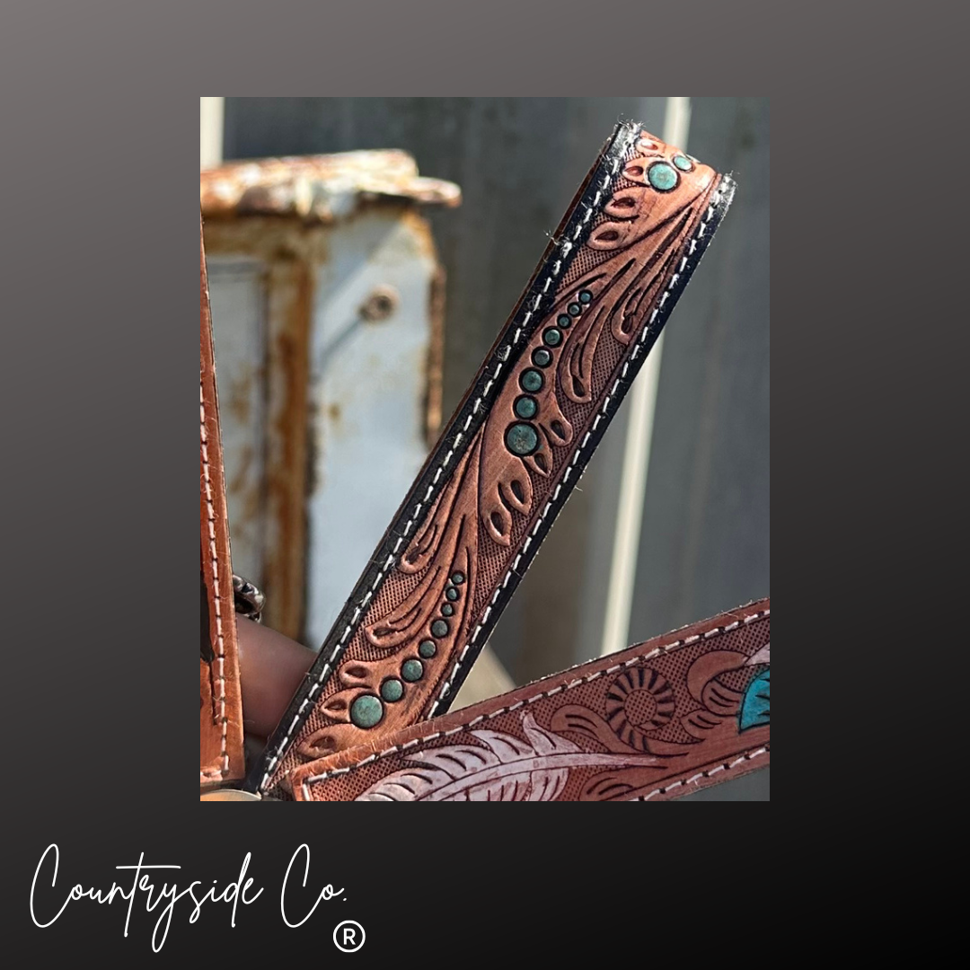 Pecos Tooled Leather Keychain Wristlet