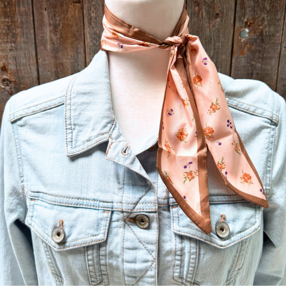 Pink and Tan Western Skinny Mini Wild Rag