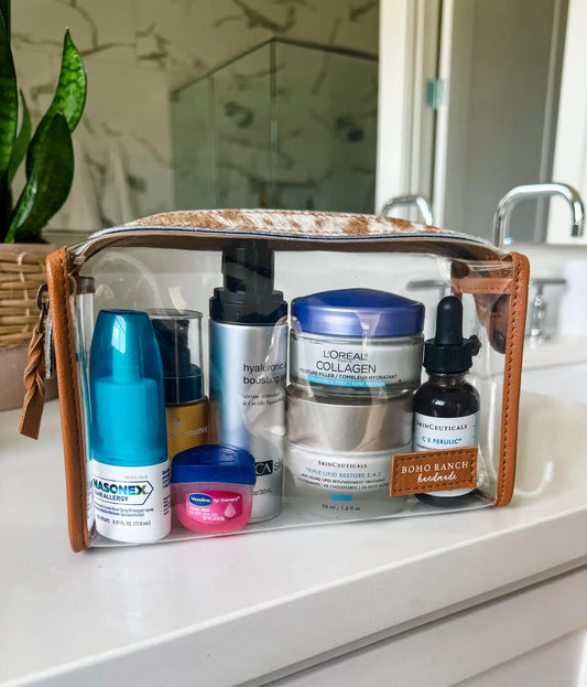 Cowhide Clear Toiletry Bag