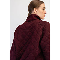 Quilted Snap Pullover- Dark Cherry