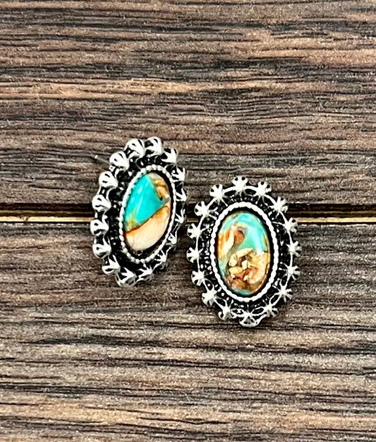 Oval Gemstone Stud Earrings