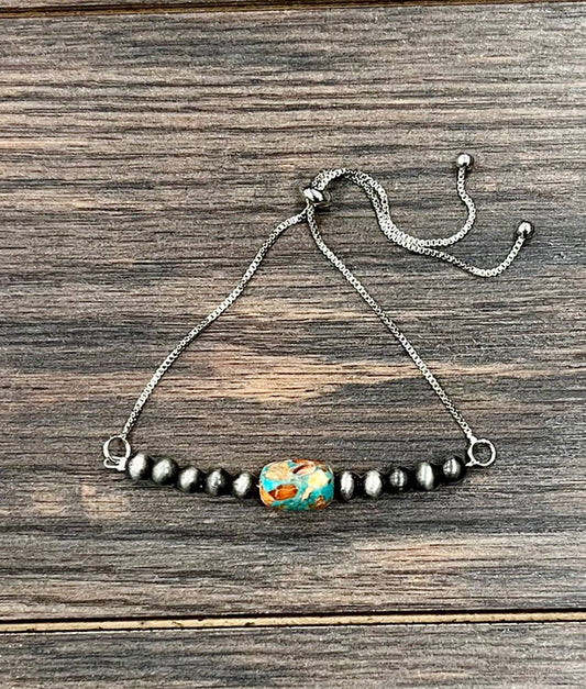 Navajo Gemstone, Adjustable Bracelet