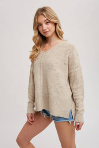V-Neck Knit Sweater Pullover