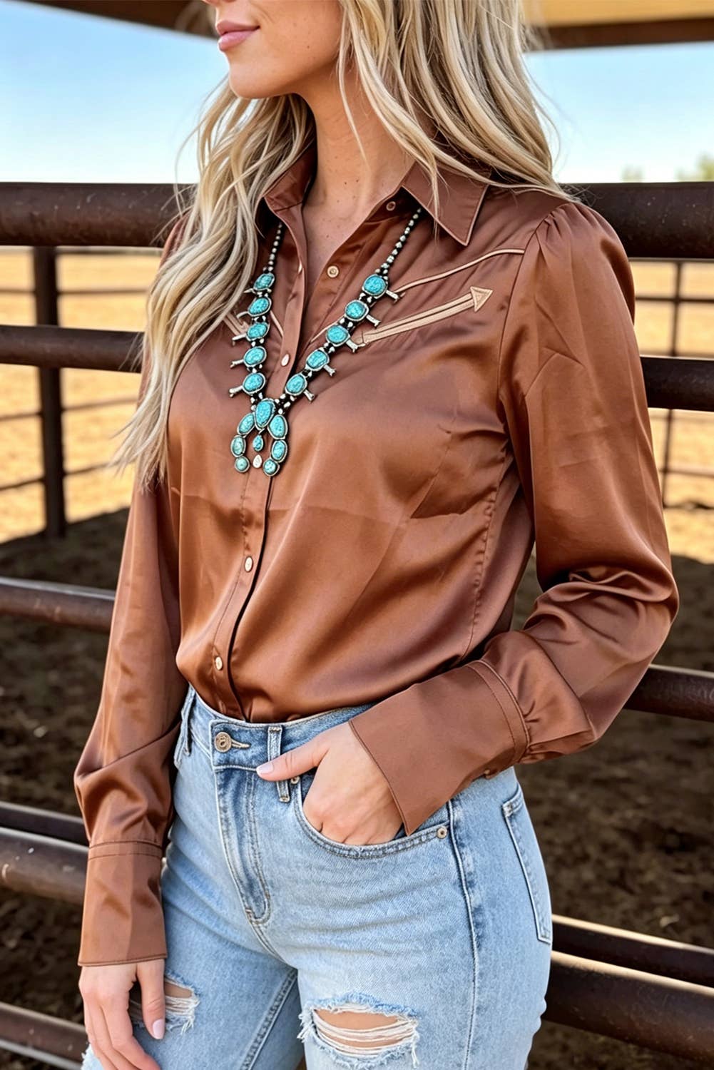Pearl Snap Cinnamon Shirt