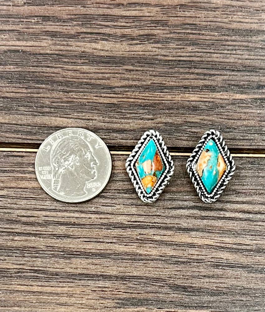 Diamond Gemstone Stud Earrings