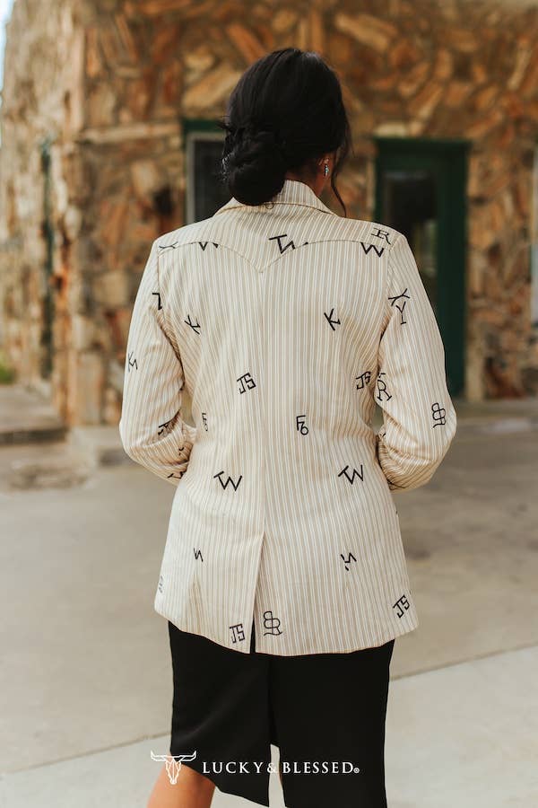 Beige Pin Stripe Blazer