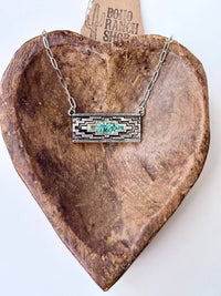 Turquoise Aztec Bar Necklace
