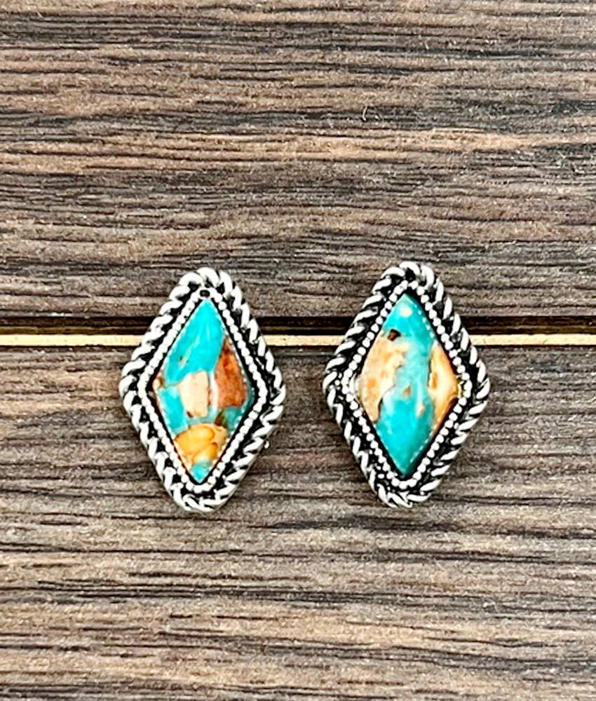 Diamond Gemstone Stud Earrings