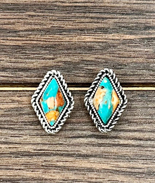 Diamond Gemstone Stud Earrings