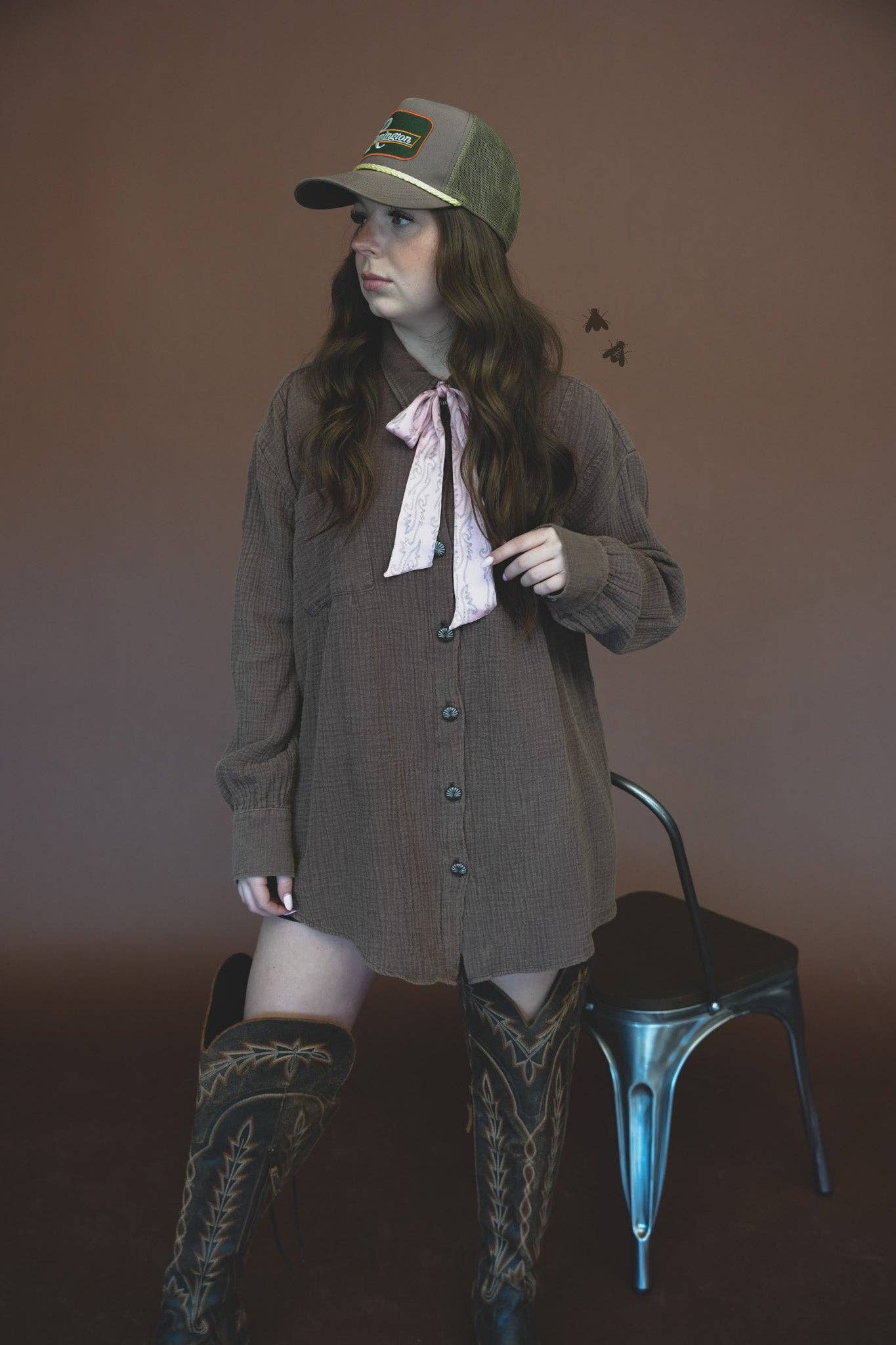 Chocolate Acres Button Up