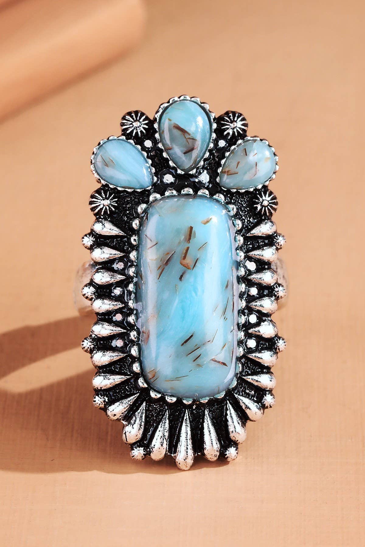 Rectangle Triple Stone Ring