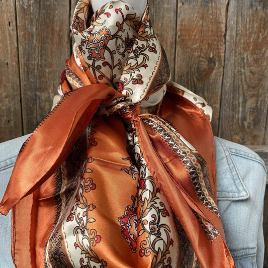 35X35"  Burnt Orange & Tan Wild Rag