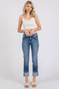 Slim Straight Cuffed Jeans