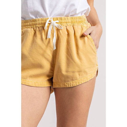 Mustard Woven Drawstring Shorts