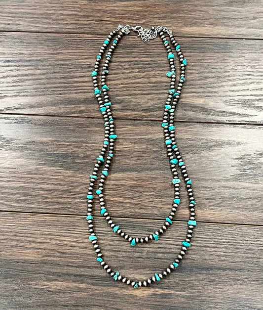 30" 2-strand 6mm Navajo, Chip Stone Necklace