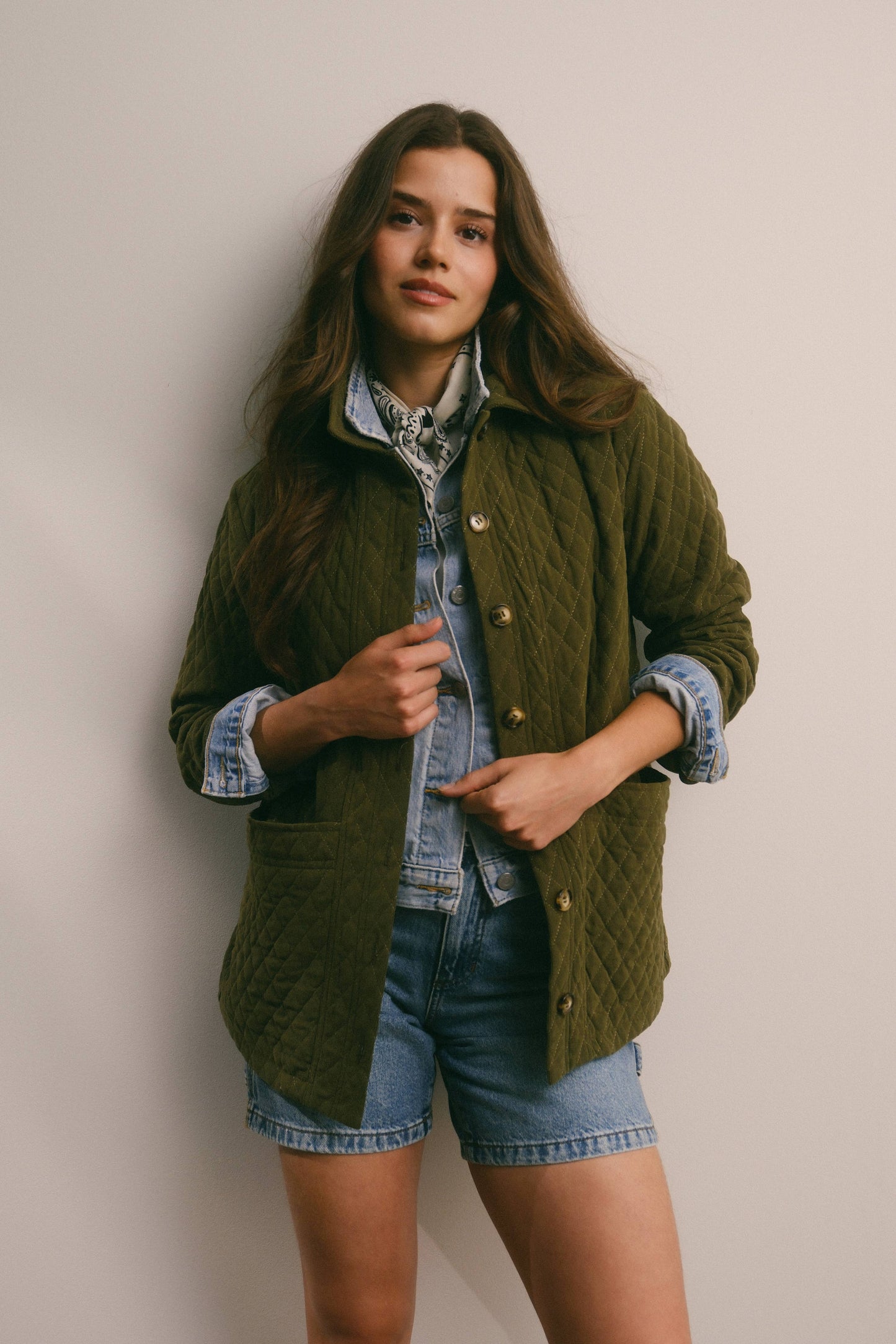 Diamond Quilted Corduroy Jacket