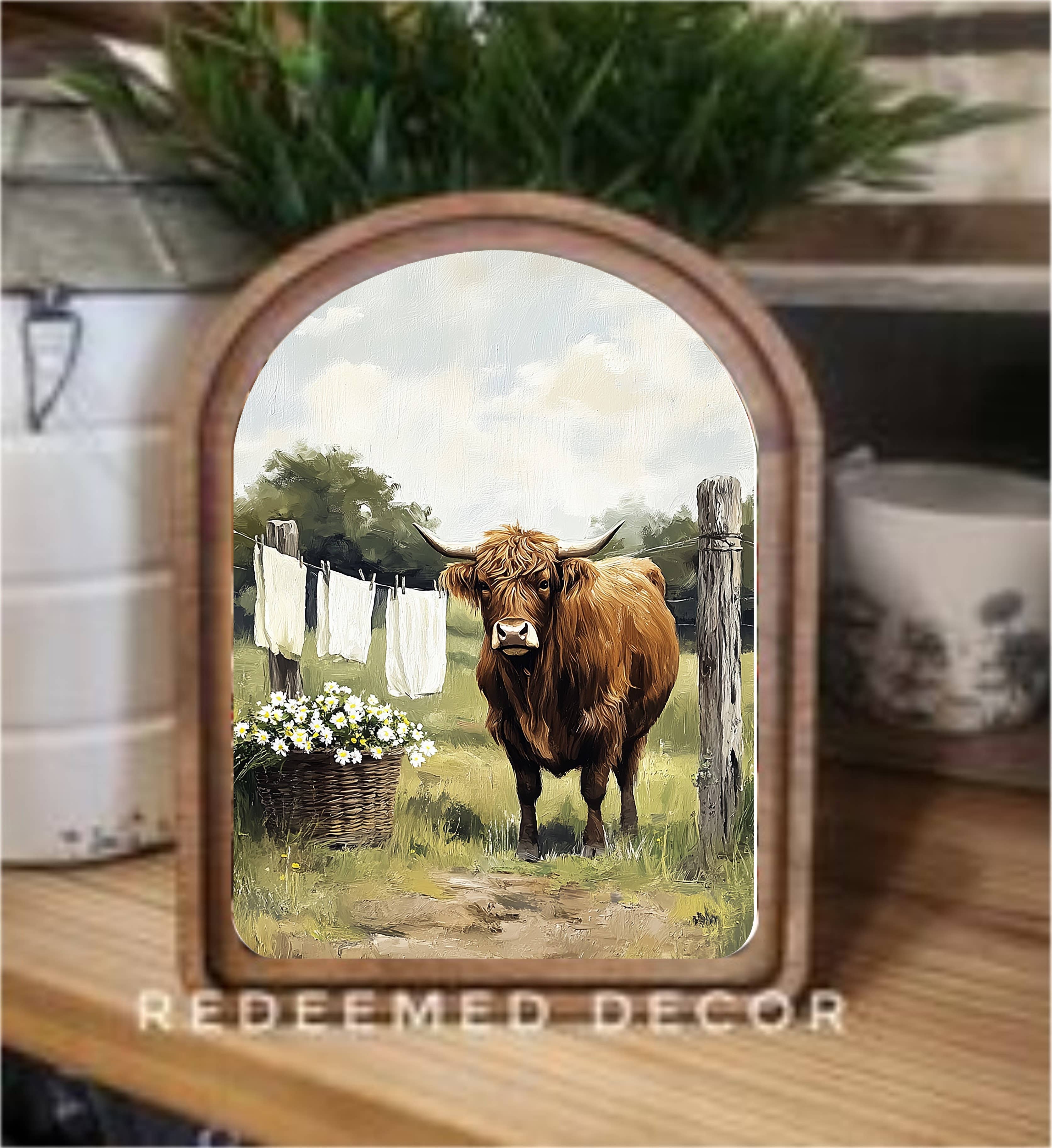 Arch Top Highland Laundry Framed Art