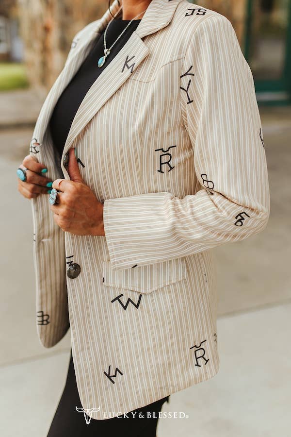 Beige Pin Stripe Blazer