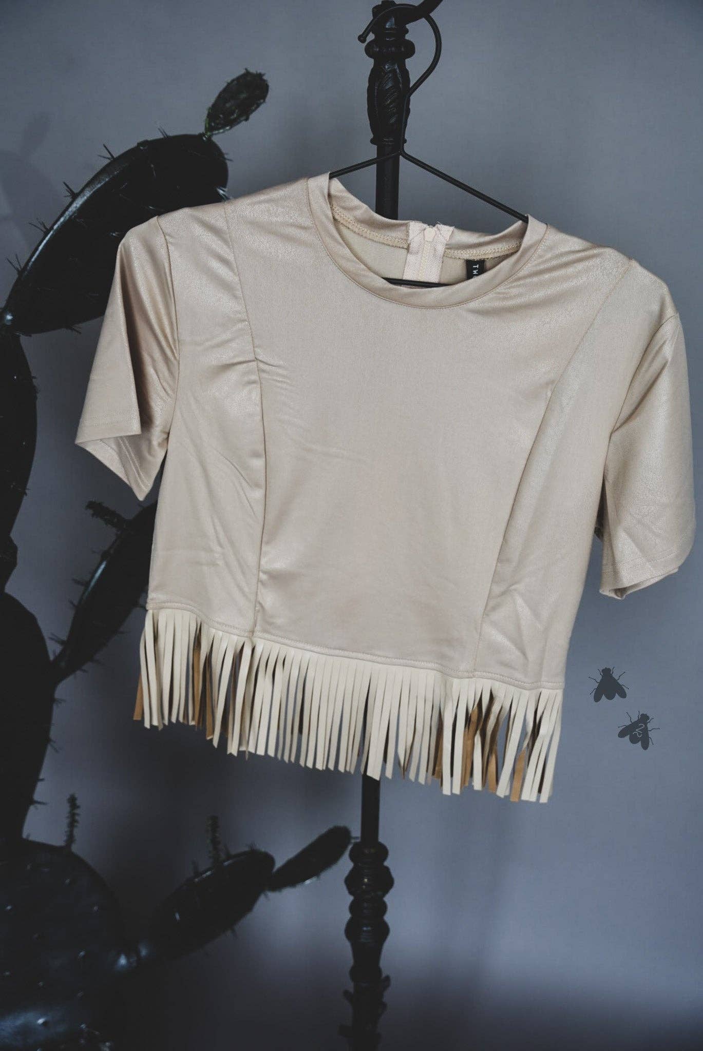 Faux Leather Sand Fringe Top