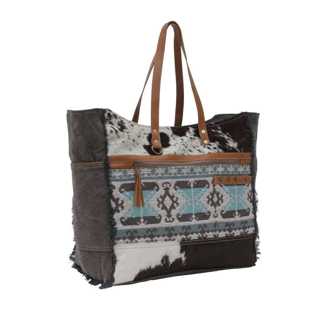 Cowhide Turquoise Weekender