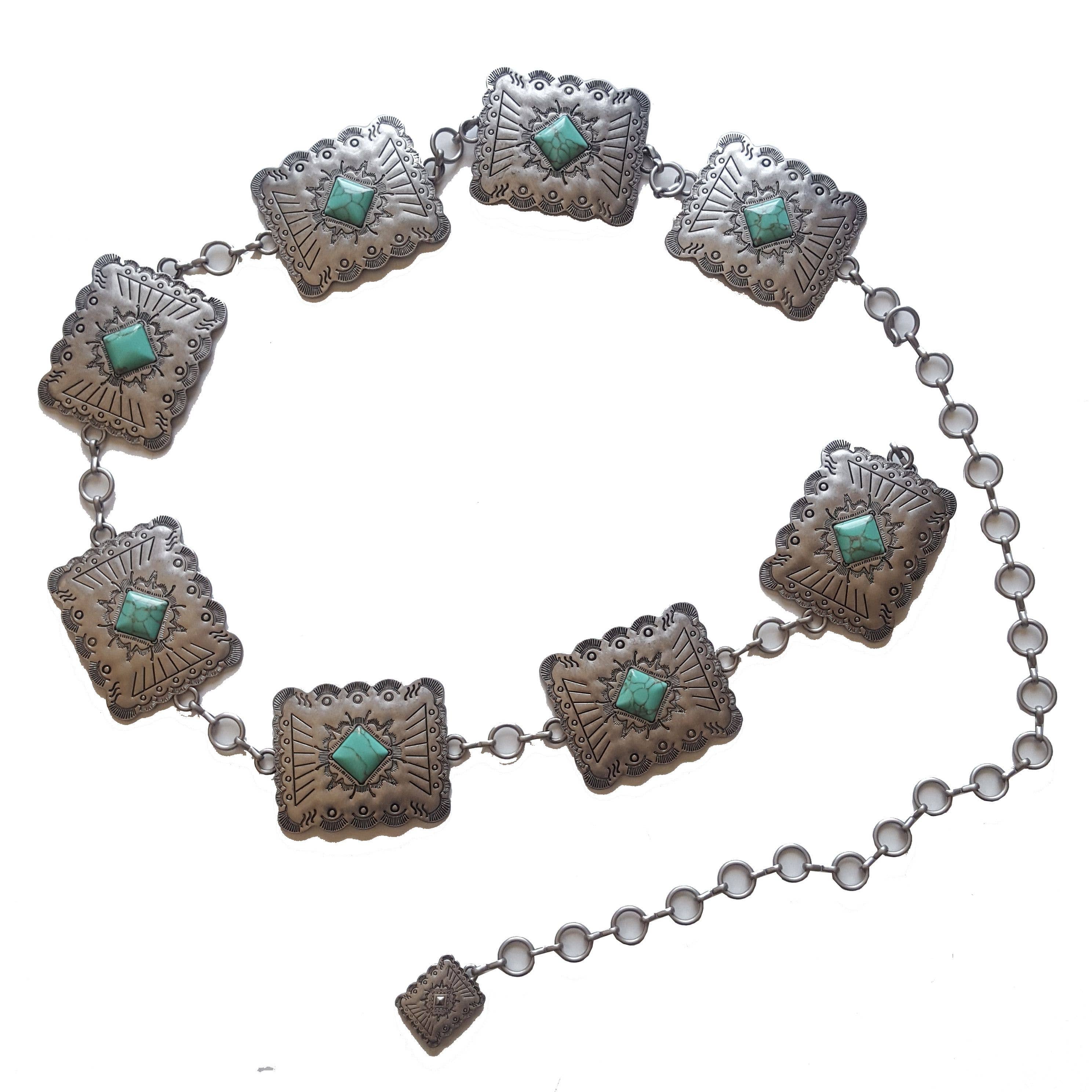 Silver Rectangular Concho Chain Belt