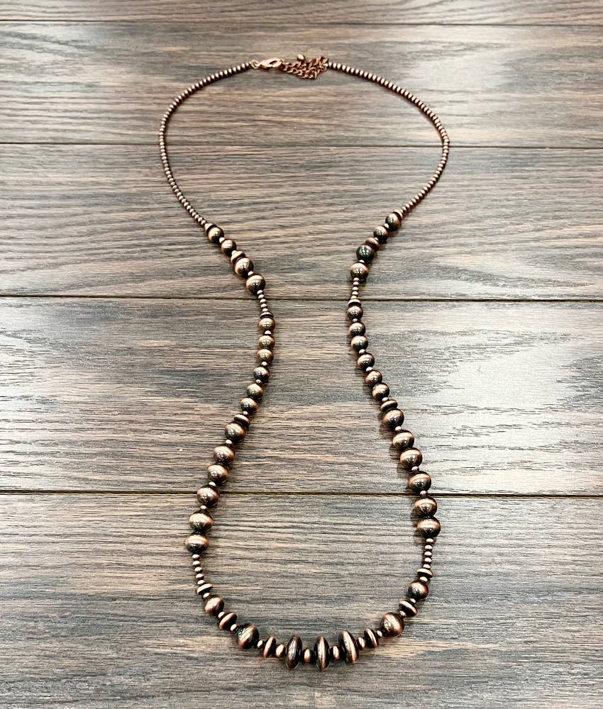 40" Navajo Bead Copper Necklace