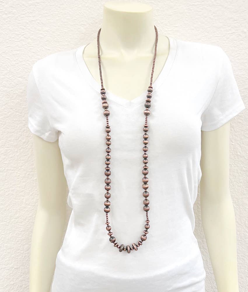 40" Navajo Bead Copper Necklace