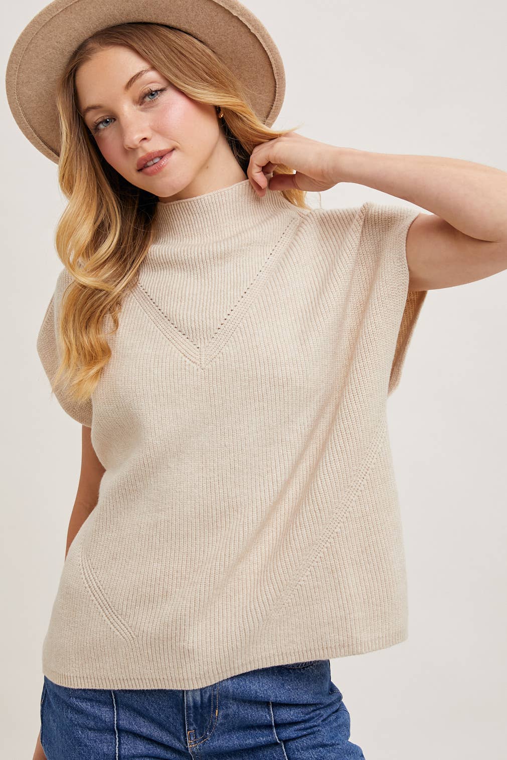 Mock Neck Dolman Knit Sweater