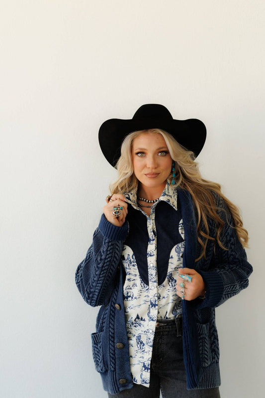 Denim Corded Sweater